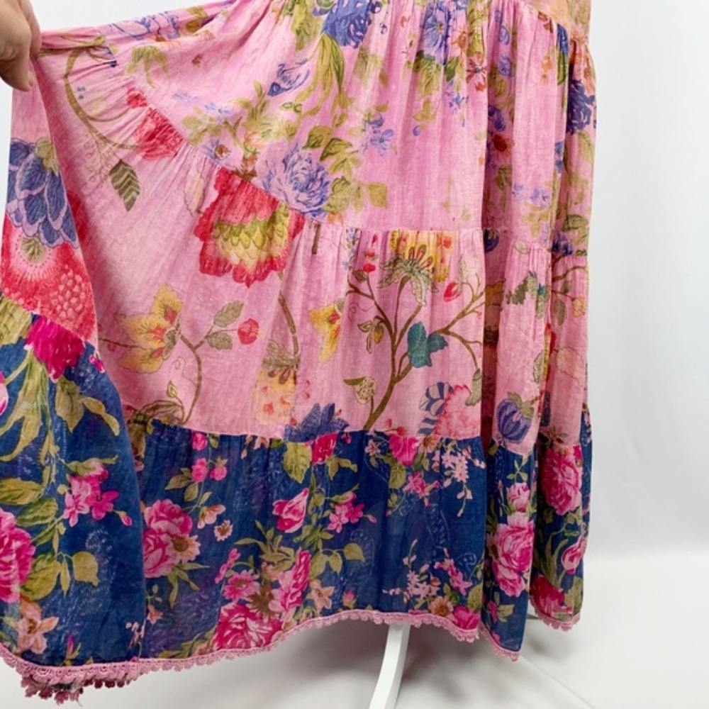 100% Cotton Boho Floral Ruffle Tiered Maxi Dress - Picture 8 of 10